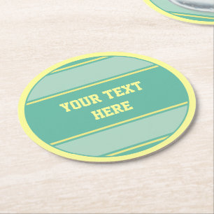 BUTTON ROUND stripes pas. green yellow + your idea Paper Coaster