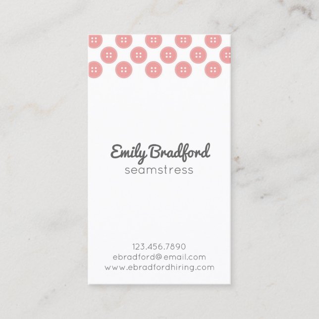 Button Seamstress Sewing Crafter Business Cards (Front)