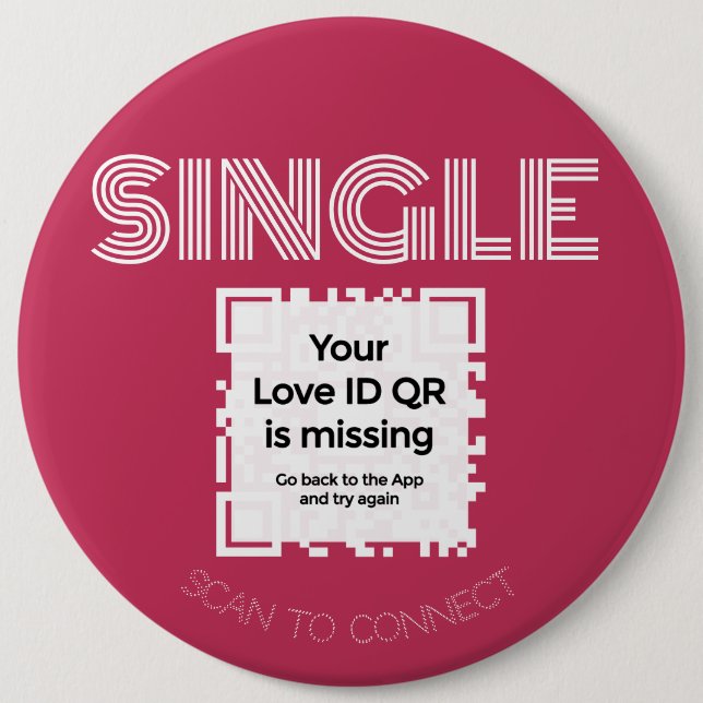 Button - "SINGLE" - RED - QR - GLAM Collection  (Front)