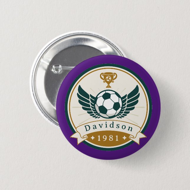 Button - Soccer Football - Personalised - Add Name (Front & Back)