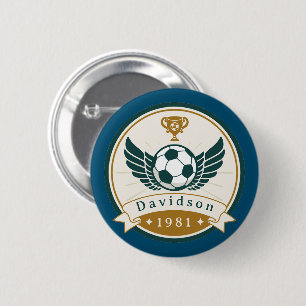 Button - Soccer Football - Personalized - Add Name