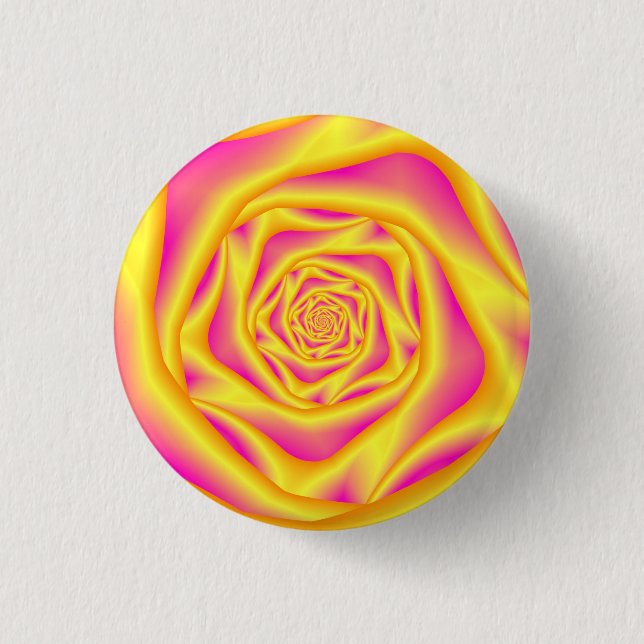 Button  Spiral Rose in Yellow and Pink (Front)