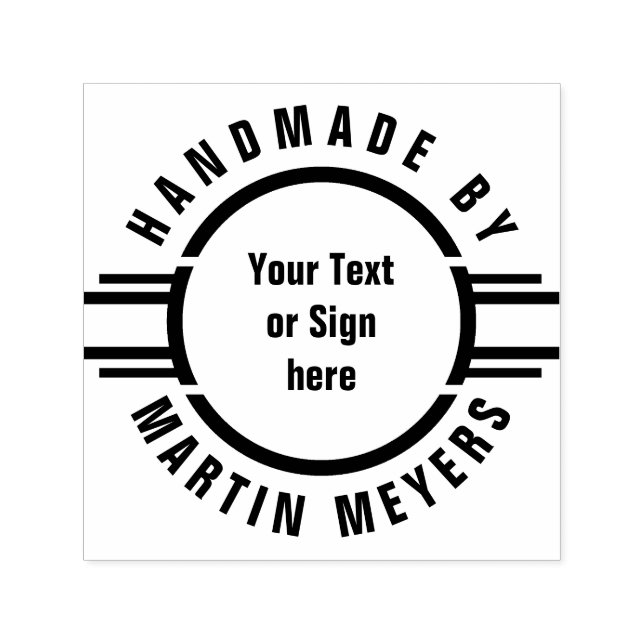 Button Stripes + Your Text, Logo or Sign Self-inking Stamp (Design)