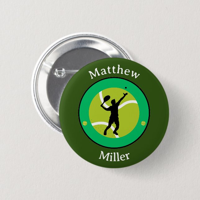 Button - Tennis Player - Personalised - Add Name (Front & Back)