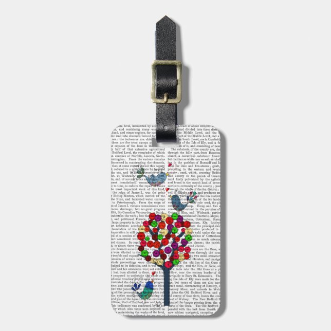 Button Tree and Birds Blue Luggage Tag (Front Vertical)