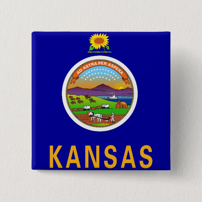 Button with Flag of Kansas (Front)