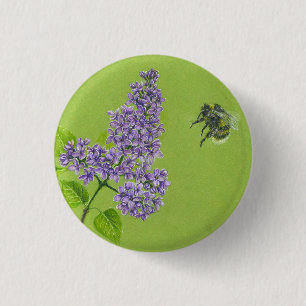 Button with lilac and bumblebee
