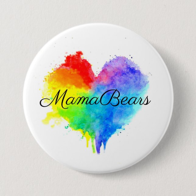Button with Rainbow Splatter Heart (Front)