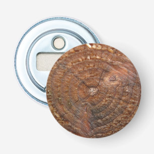 Button with wood pattern Cross section tree Bottle Opener