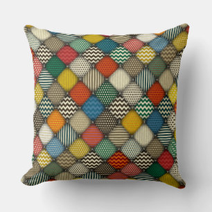 buttoned patches retro cushion