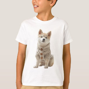 Buttoned Sweater Shiba Puppy Kids