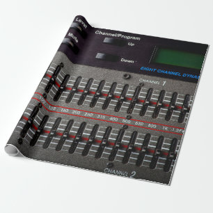 Buttons on a sound mixer in a recording studio. wrapping paper