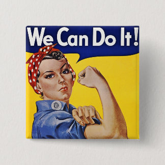 Buttons: We Can Do It - Vintage Poster Image 15 Cm Square Badge