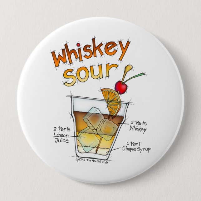 BUTTONS - WHISKEY SOUR RECIPE COCKTAIL ART (Front)