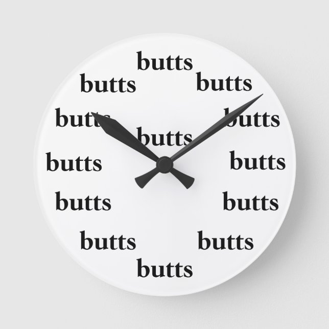 butts immature humour joke wall clock (Front)