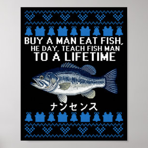 Buy A Man Eat Fish Funny Ugly Christmas Sweaters L Poster