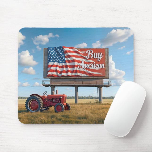 Buy American Billboard Sign With Old Tractor Mouse Pad (With Mouse)