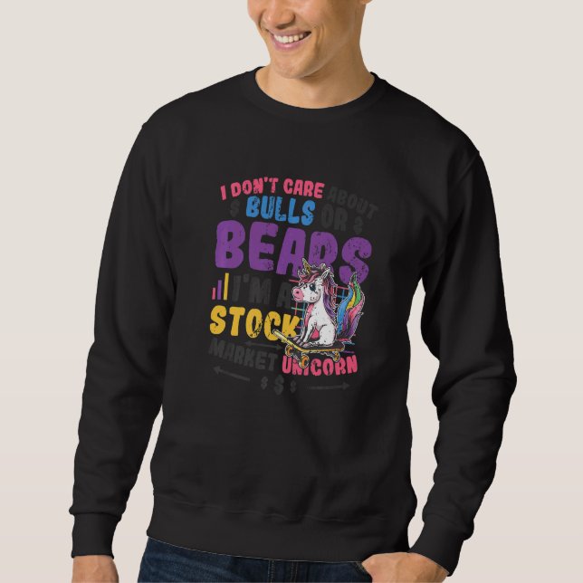 Buy And Hold Shareholder Bull Bear Stock Market Sweatshirt (Front)