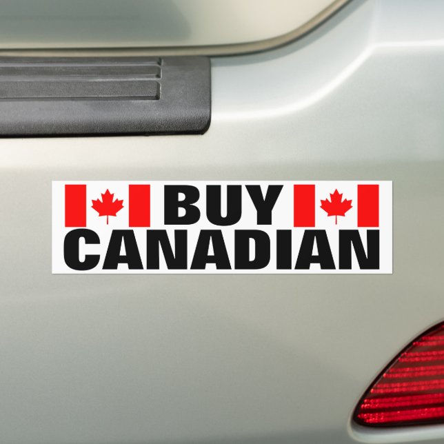 Buy Canadian car bumper stickers with Canada flag (On Car)