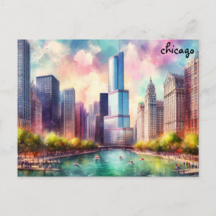 buy colourful Travel Vintage chicago postcards