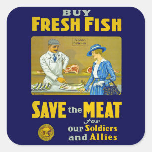 Buy Fresh Fish ~ Save the Meat Square Sticker