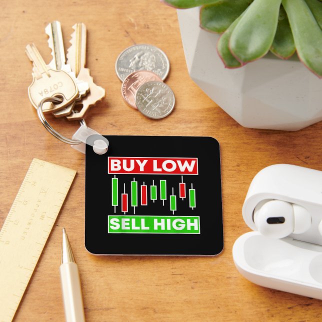 BUY LOW SELL HIGH TRADING CANDLE STICKS KEY RING (Desk)