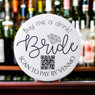 Buy Me A Drink Bride Bachelorette Party QR Code 7.5 Cm Round Badge
