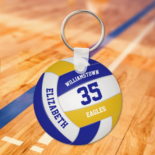 buy single or bulk realistic blue gold volleyball key ring (Creator Uploaded)