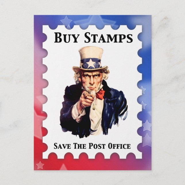 Buy Stamps Save The Post Office Postcard (Front)