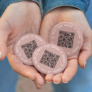 Buy the Bride a Drink Bachelorette Party QR Code 6 Cm Round Badge
