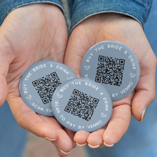 Buy the Bride a Drink Bachelorette Party QR Code 6 Cm Round Badge (Creator Uploaded)