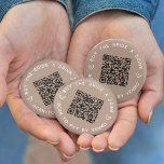 Buy the Bride a Drink Bachelorette Party QR Code 6 Cm Round Badge<br><div class="desc">Round up some free drinks for the bride at her bachelorette party or bachelorette weekend with these personalised QR code buttons in neutral taupe. Design features two lines of custom text (shown with "buy the bride a drink" and "scan to pay by Venmo") in white lettering, with a customisable QR...</div>