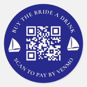 Buy The Bride A Drink Bachelorette Party QR Code Classic Round Sticker