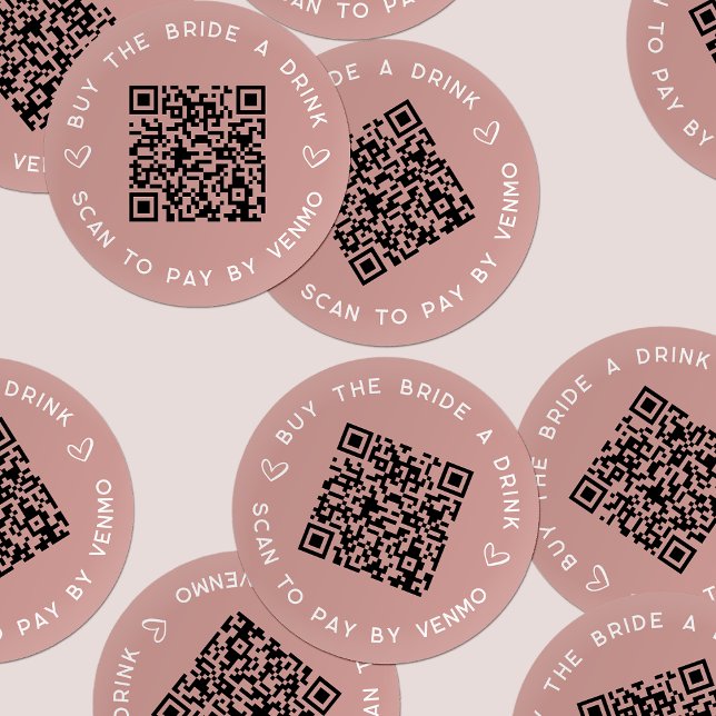Buy the Bride a Drink Bachelorette Party QR Code Classic Round Sticker (Creator Uploaded)