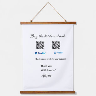 Buy the bride a drink donation QR Venmo PayPal Hanging Tapestry