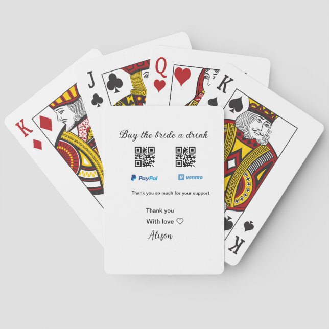 Buy the bride a drink donation QR Venmo PayPal  Playing Cards (Back)