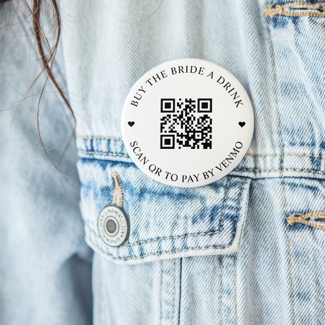 Buy The Bride A Drink QR Code 6 Cm Round Badge (Creator Uploaded)