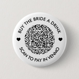 Buy The Bride A Drink QR Code 6 Cm Round Badge