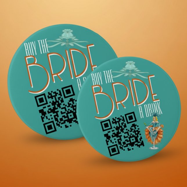 Buy The Bride a Drink Showgirl Bachelorette 7.5 Cm Round Badge (Celebrate your Bride-to-be's final act with this Bride's Final Show Art Deco Showgirl Bachelorette!)