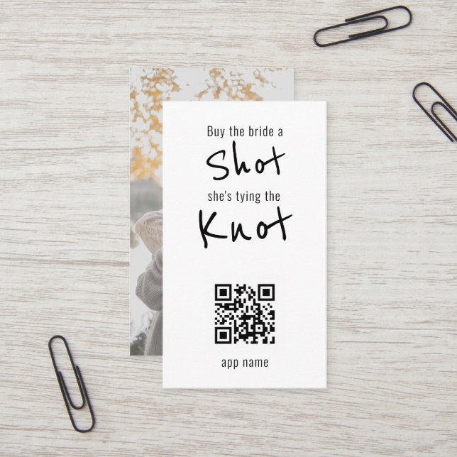 Buy the Bride a Shot QR Code Bachelorette Party  Business Card (Front/Back In Situ)