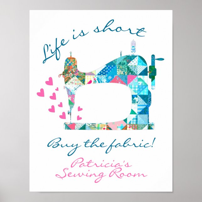Buy The Fabric Patchwork Sewing Machine Poster (Front)