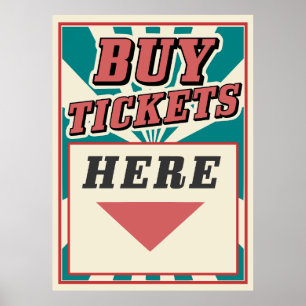 Buy your Tickets here vintage retro poster sign