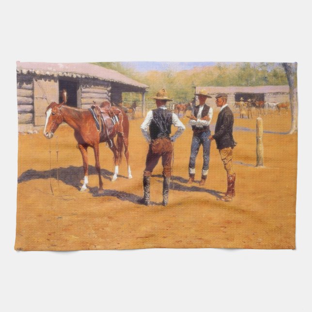 Buying Polo Ponies in the American Old West  Tea Towel (Horizontal)