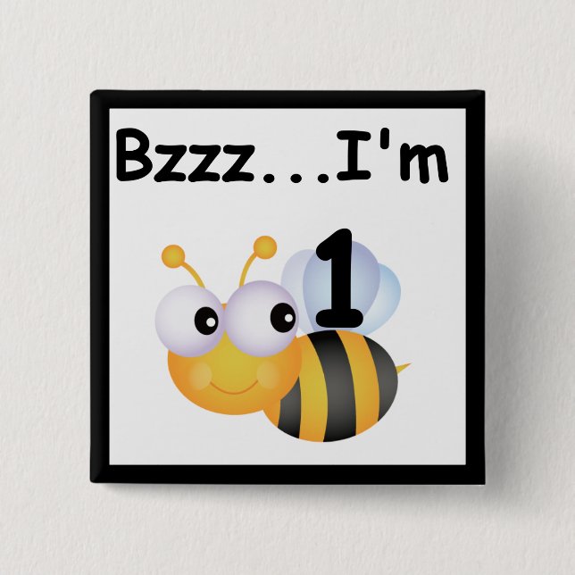 Buzz Bumblebee 1st Birthday T-shirts and Gifts 15 Cm Square Badge (Front)