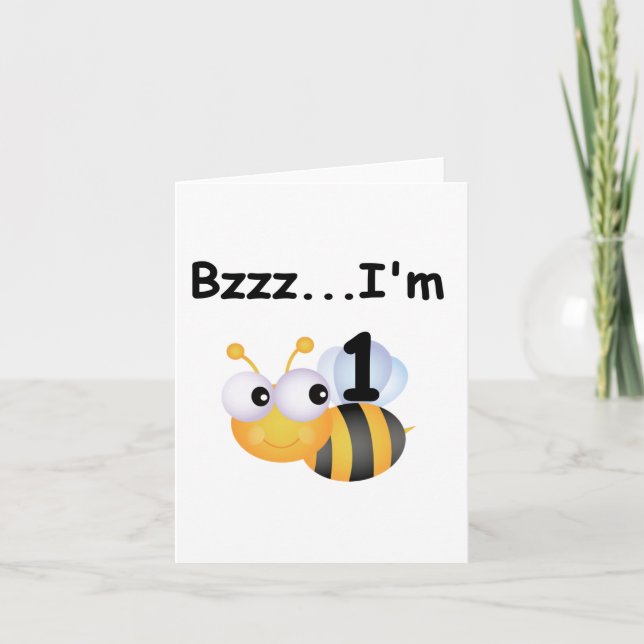 Buzz Bumblebee 1st Birthday T-shirts and Gifts Card (Front)