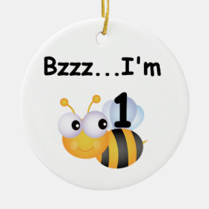 Buzz Bumblebee 1st Birthday T-shirts and Gifts Ceramic Tree Decoration