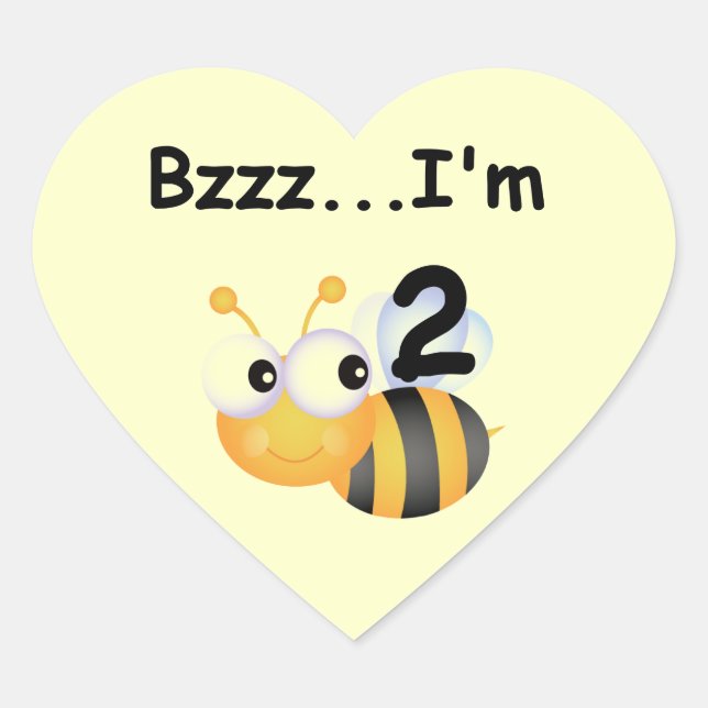 Buzz Bumblebee 2nd Birthday T-shirts and Gifts Heart Sticker (Front)