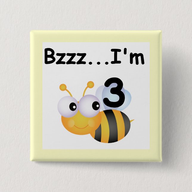 Buzz Bumblebee 3rd Birthday T-shirts and Gifts 15 Cm Square Badge (Front)