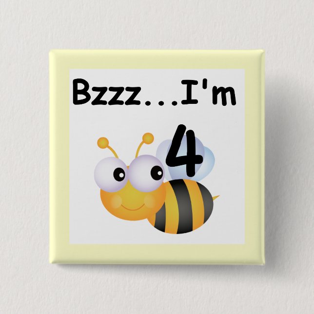 Buzz Bumblebee 4th Birthday T-shirts and Gifts 15 Cm Square Badge (Front)