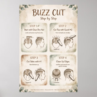 Buzz Cut Step by Step Poster